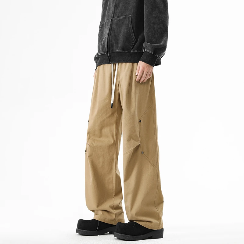 美式工装伞兵裤男款春秋纯棉男裤宽松休闲长裤工装直筒裤阔腿裤子