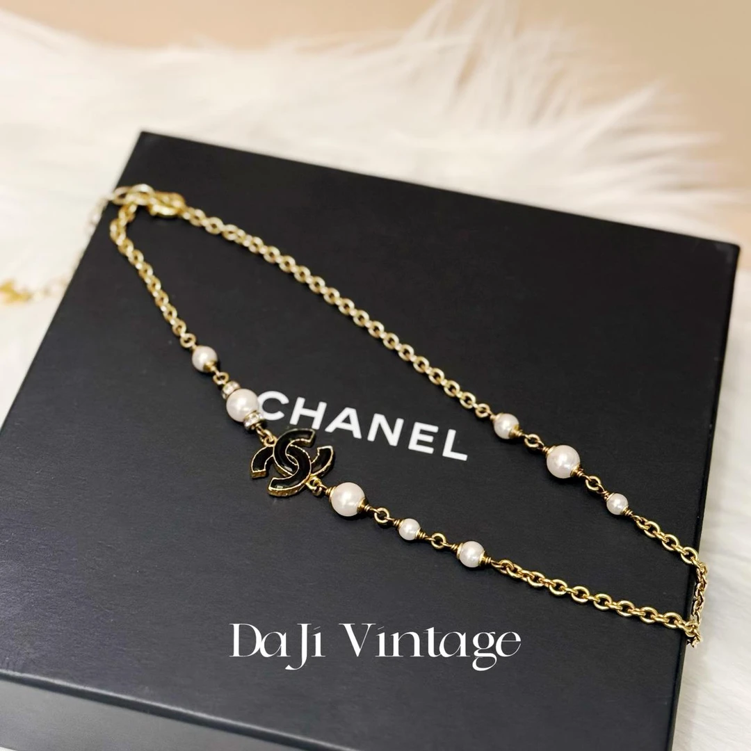 99新 Chanel/香奈儿 大吉中古/23k珐琅珍珠项链