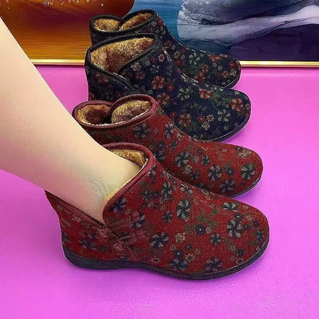 新款冬季老北京复古妈妈鞋加绒加厚保暖鞋外穿老太太鞋奶奶鞋棉鞋