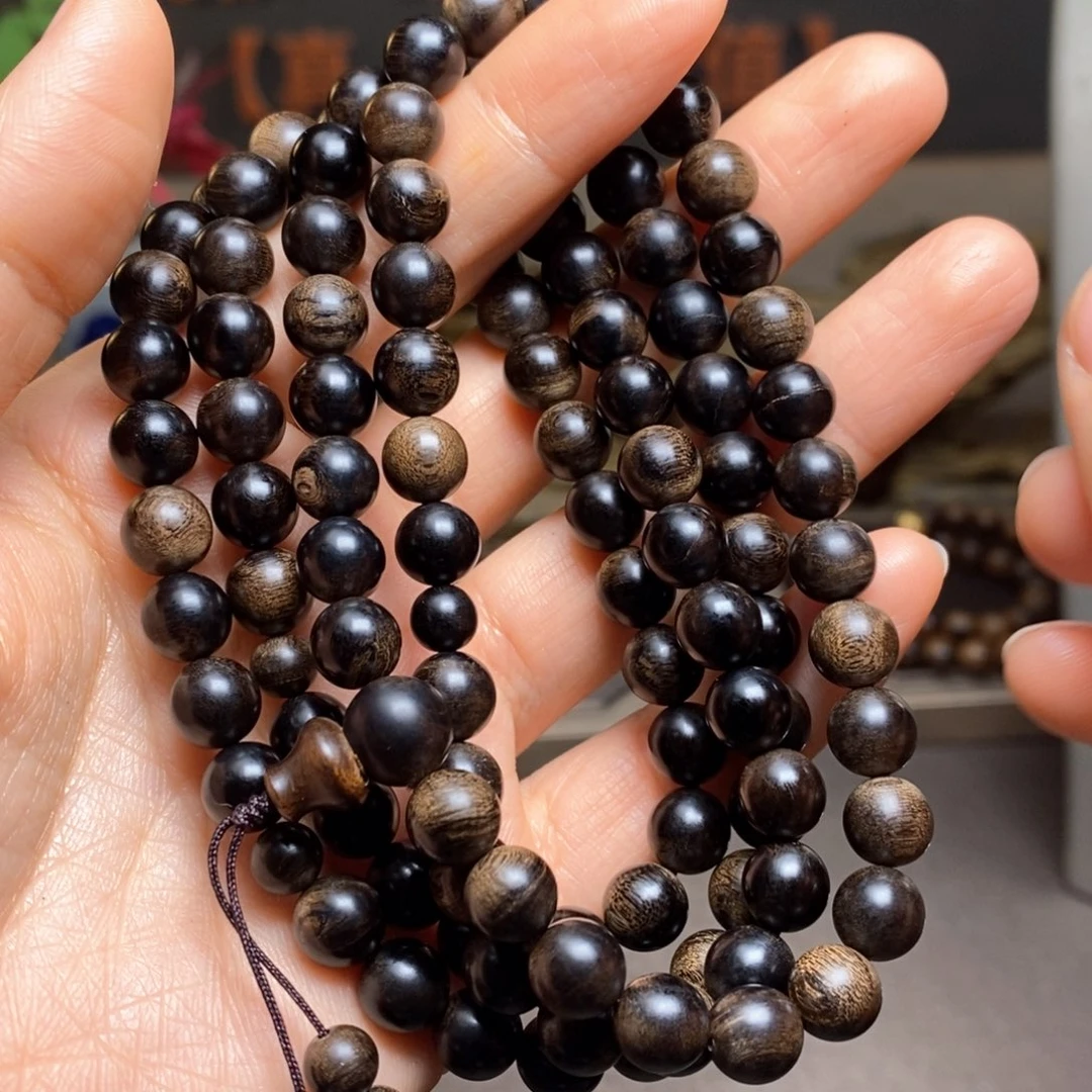 沉香手串越南芽庄白棋楠瘤疤0.8×108