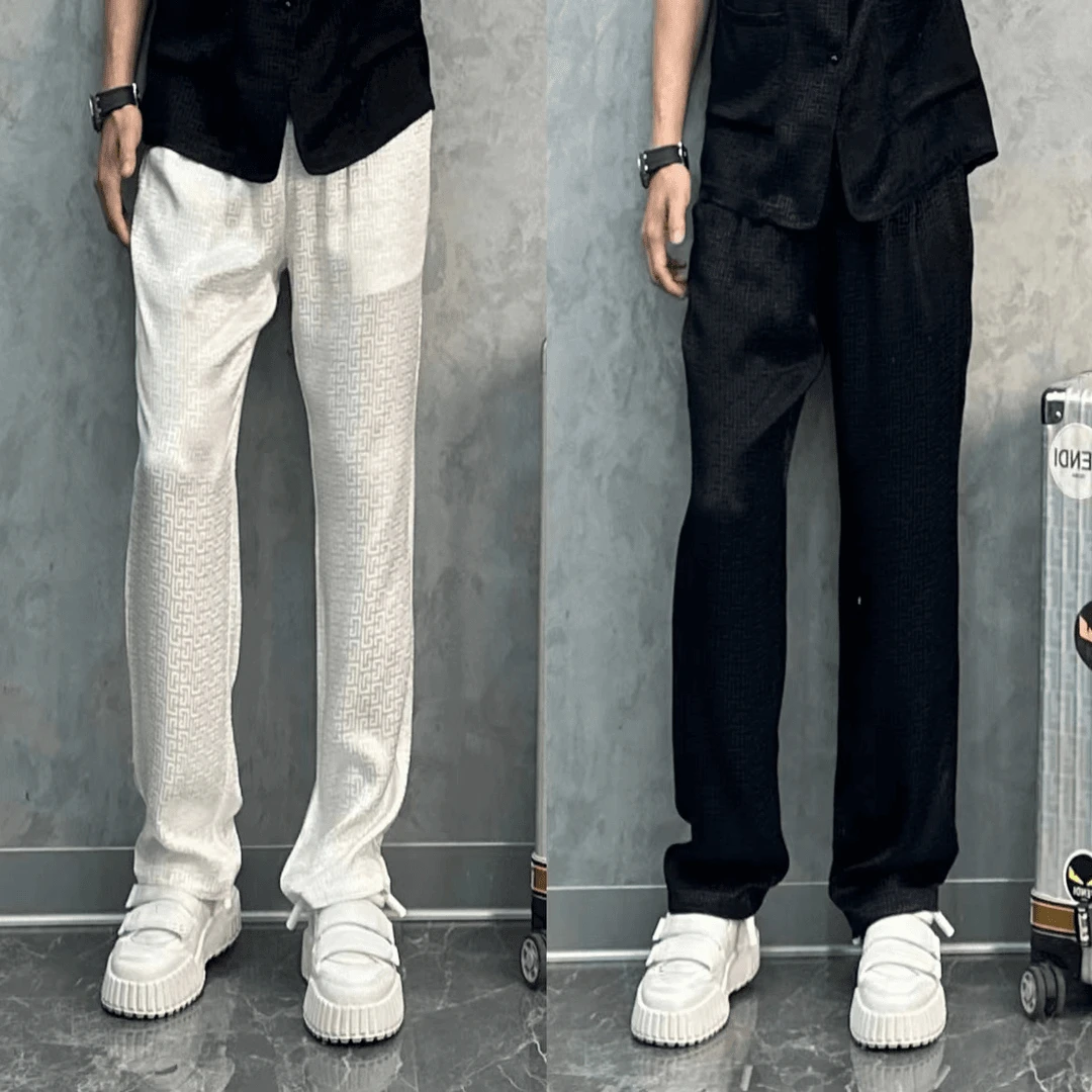 男裤夏季裤子男款夏季迷宫设计直筒休闲裤男士吸湿高级感裤子男