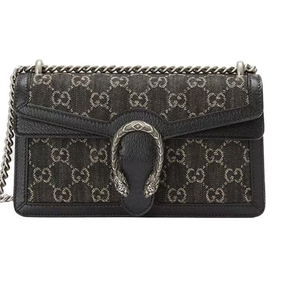 99新 GUCCI/古驰 酒神 mini迷你黑丹宁牛仔/链条包/D店