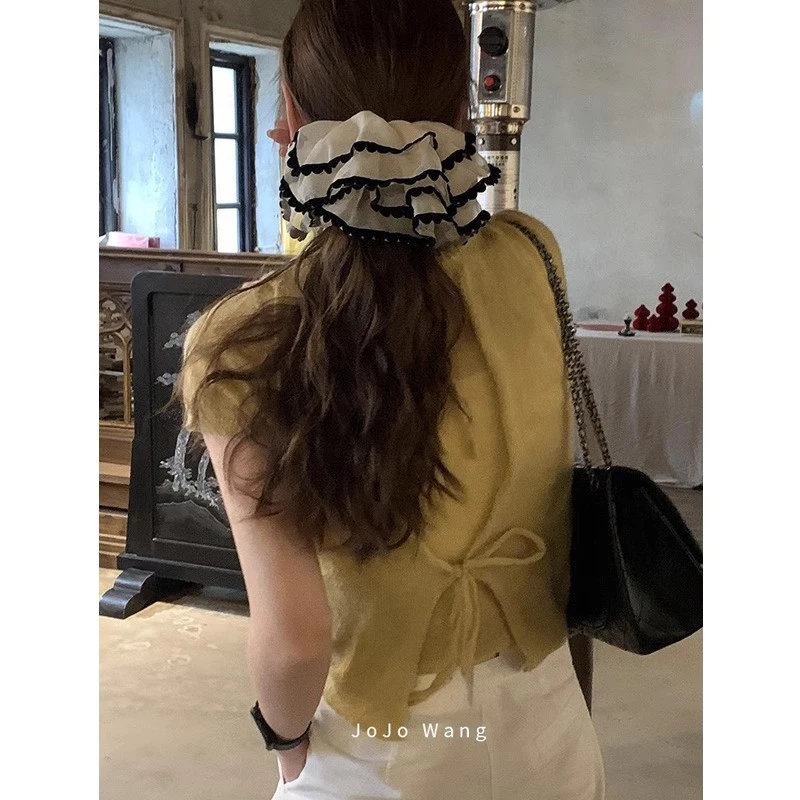 气质欧根纱~大发圈肠圈高级感发圈女高弹扎头发双层发饰头绳韩国