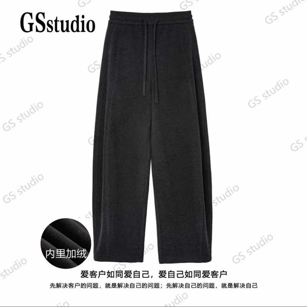 【冬日暖炉】加厚绵羊毛桑蚕丝男女通穿保暖显瘦弯刀裤HN65128