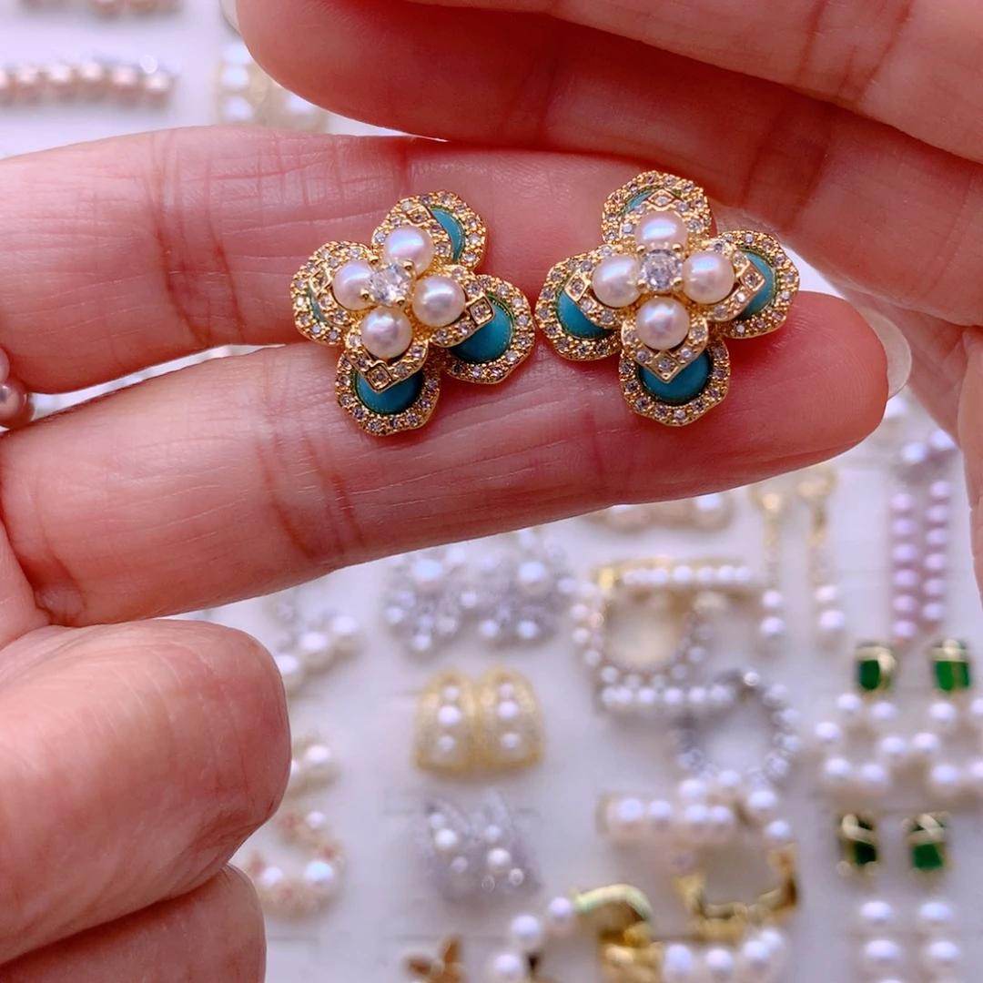 合金淡水珍珠耳饰