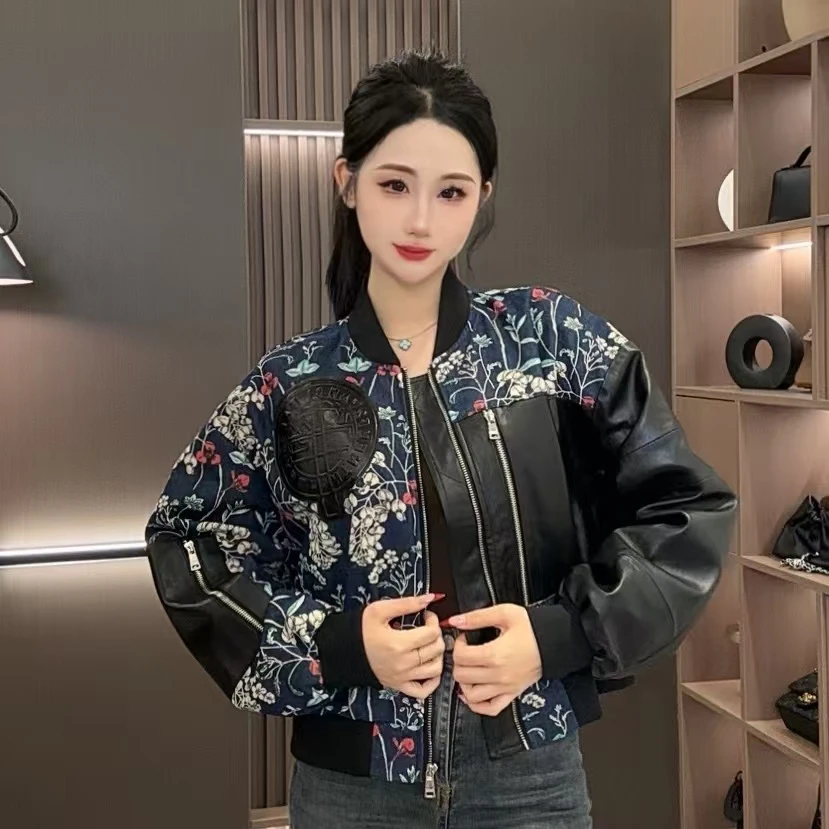 【七月推荐】刺绣牛仔拼接复古加百搭春季外套女-QIYUE-019