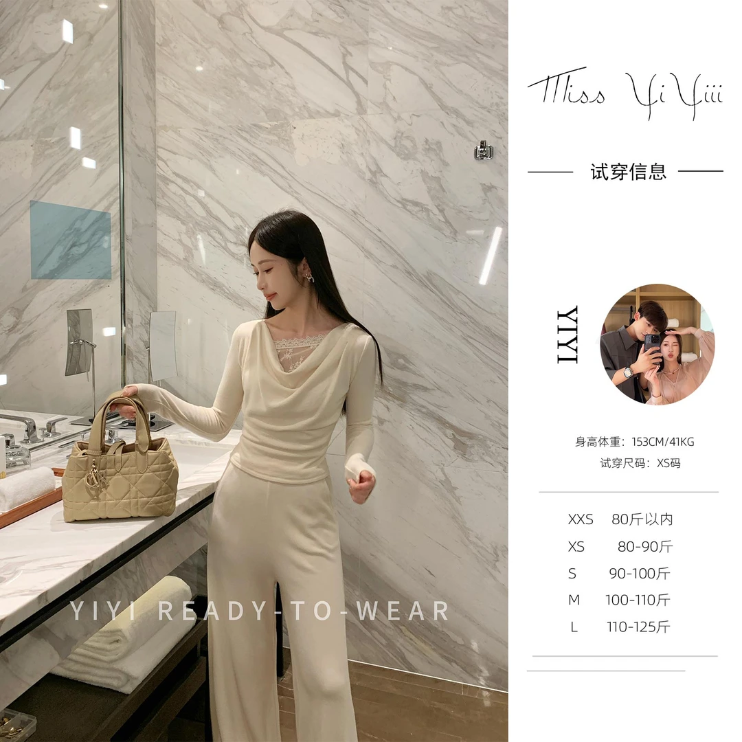 【蕾丝幻梦单件】<YiYiii>小个子时尚气质上衣高级显瘦高腰裤子