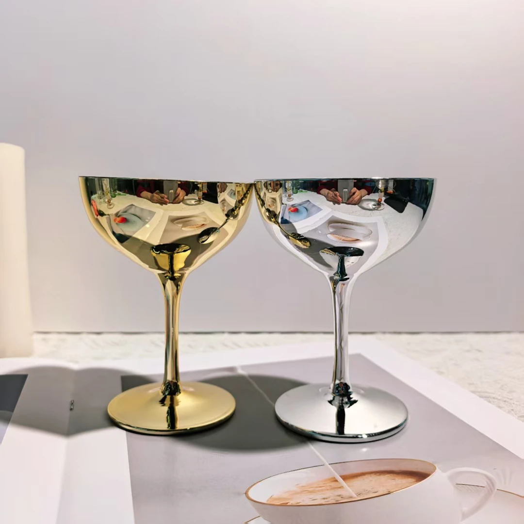 惊喜家复古风香槟杯个性简约鸡尾酒杯电镀酒杯家用欧式风
