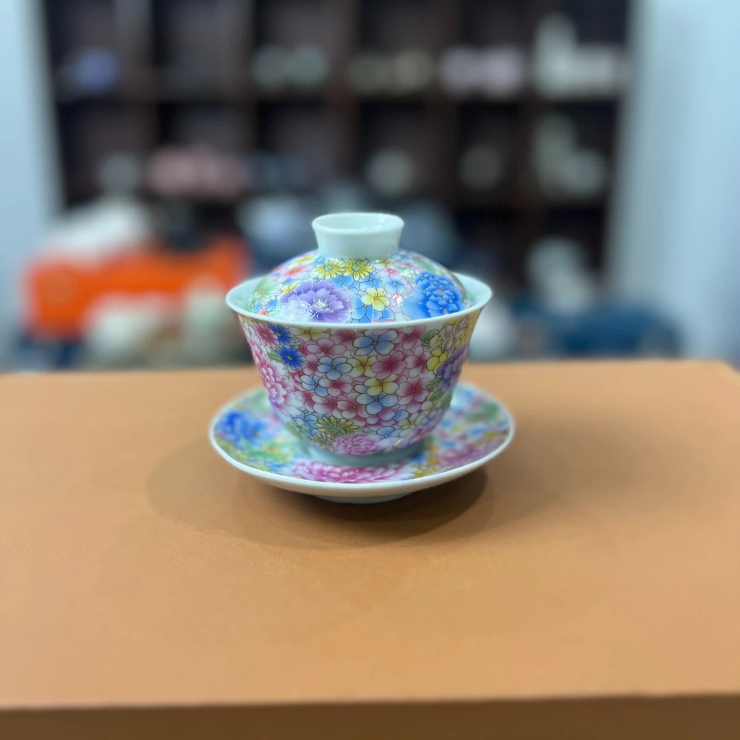 万花三才盖碗 SY052