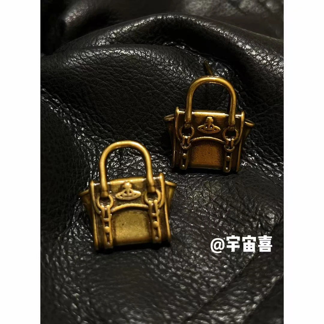 黄铜耳饰  C5-091【手提包古金色星球耳钉】