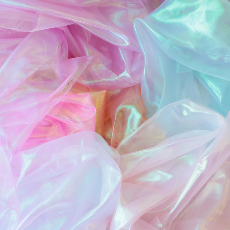 【镭射幻彩欧根纱】欧根纱布料