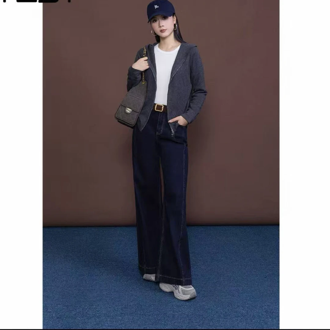 理想裤型加绒阔腿微喇裤