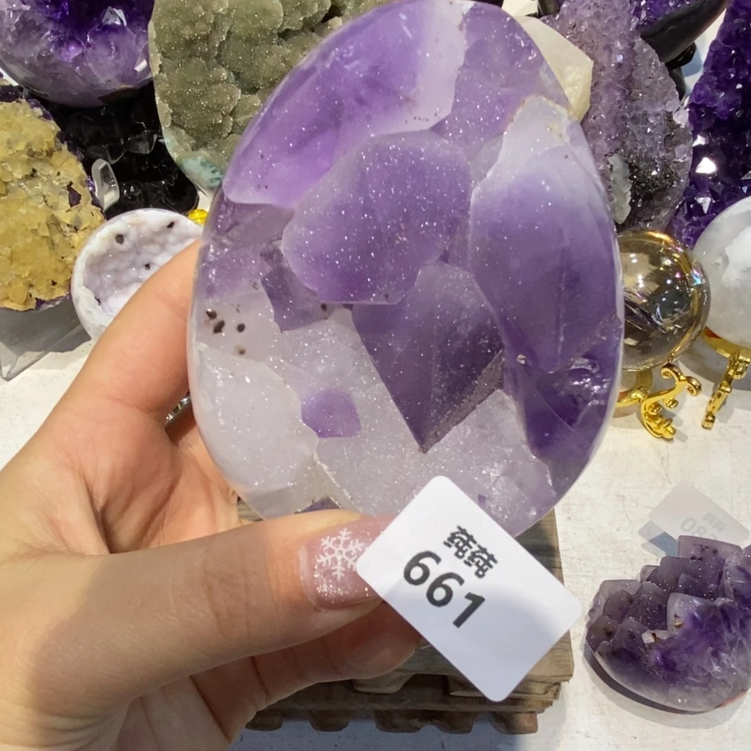 紫晶大型摆件（非配饰）未镶嵌全抛大牙软糖方解石龙蛋