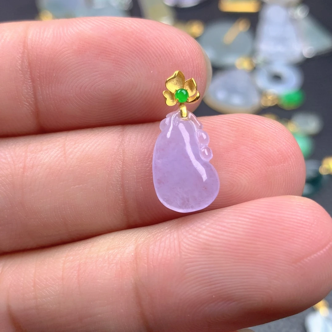【闪购商品】颈饰18K金镶嵌翡翠清*翡翠