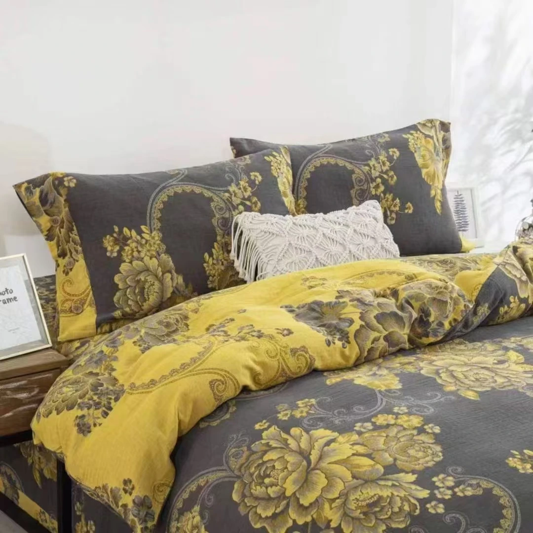 轻奢【枕套】纯棉双层纱机洗水洗色织提花红高端