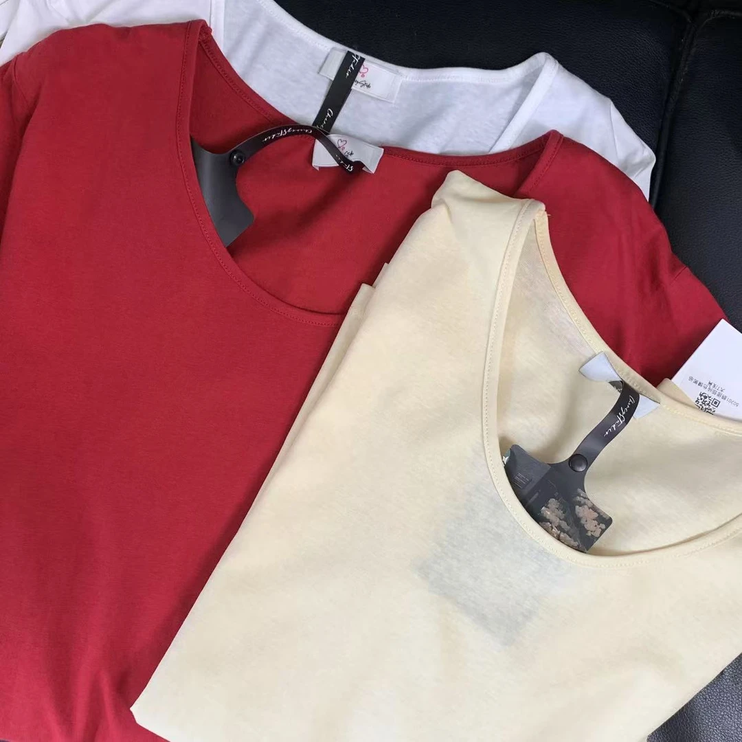 『雨美 Show』50201鹅蛋领纯色慵懒感大T短袖