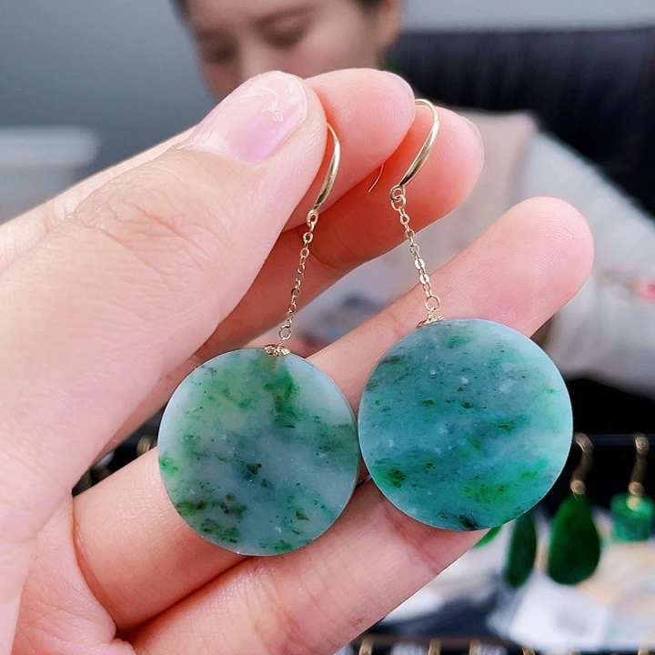 翡翠耳饰18K金镶嵌饰品