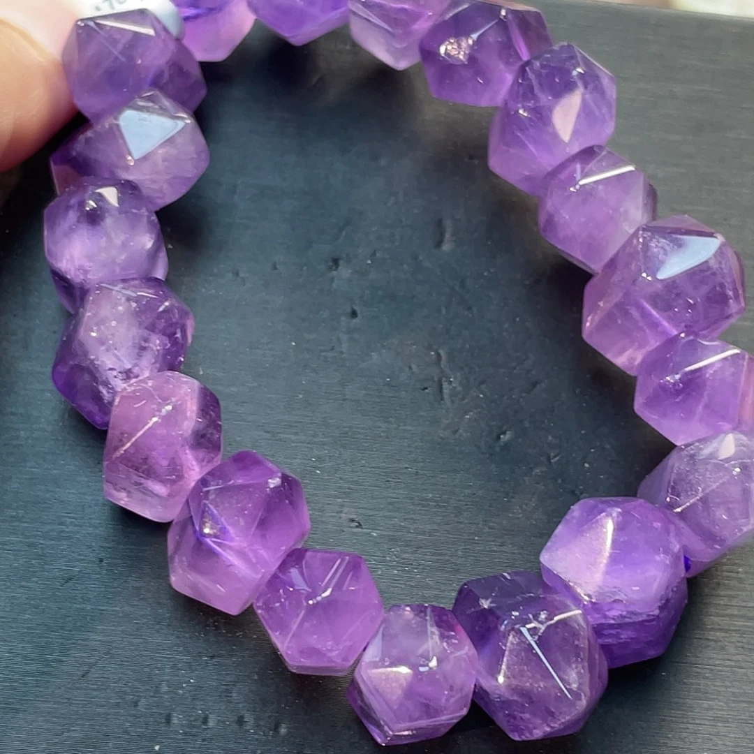 水晶手串未镶嵌紫水晶双尖手串zs1786 130号