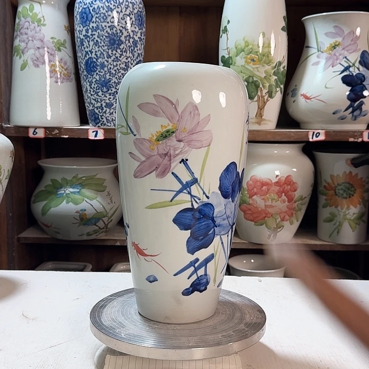 瓶大萝卜青花荷花新款陶瓷