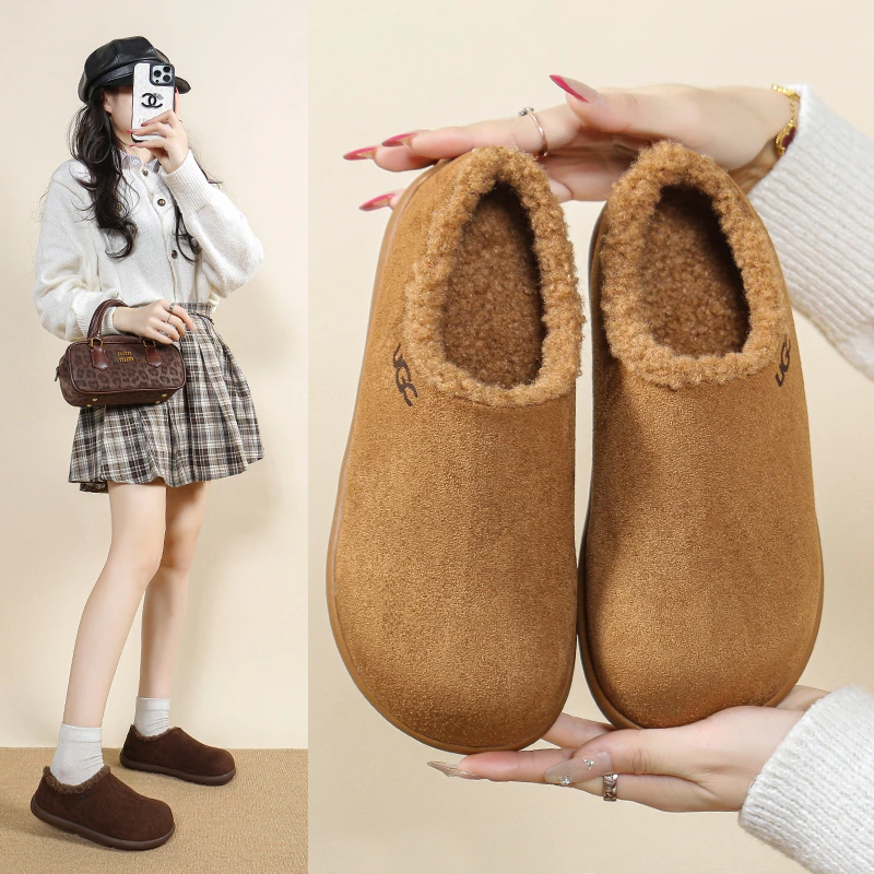 【防滑】小土豆勃肯鞋女秋冬休闲厚底加绒全包小个子毛毛鞋棉鞋