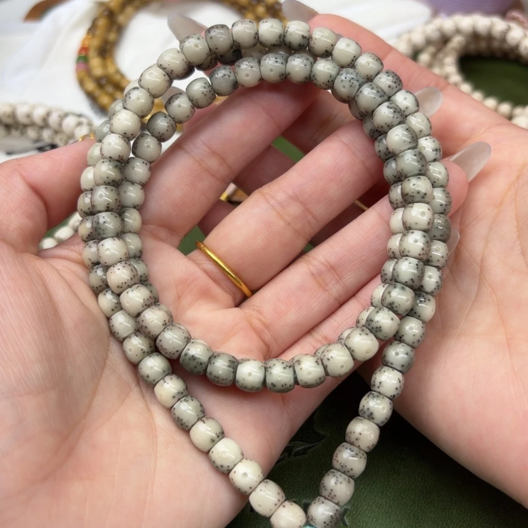 星月菩提手串6*7全玉化❗️直切鼓珠108❗️石玉料