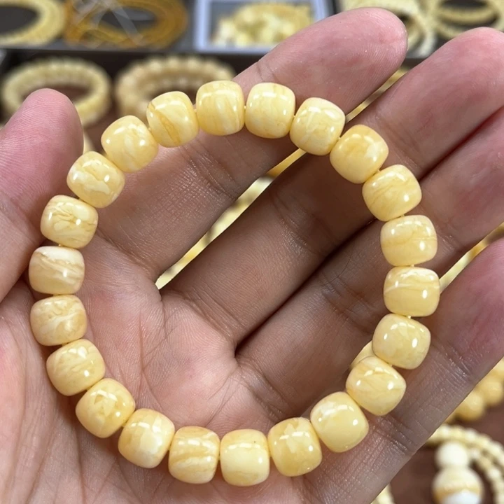 未镶嵌蜜蜡手串纯天然俄料白蜡金纹精工虎皮