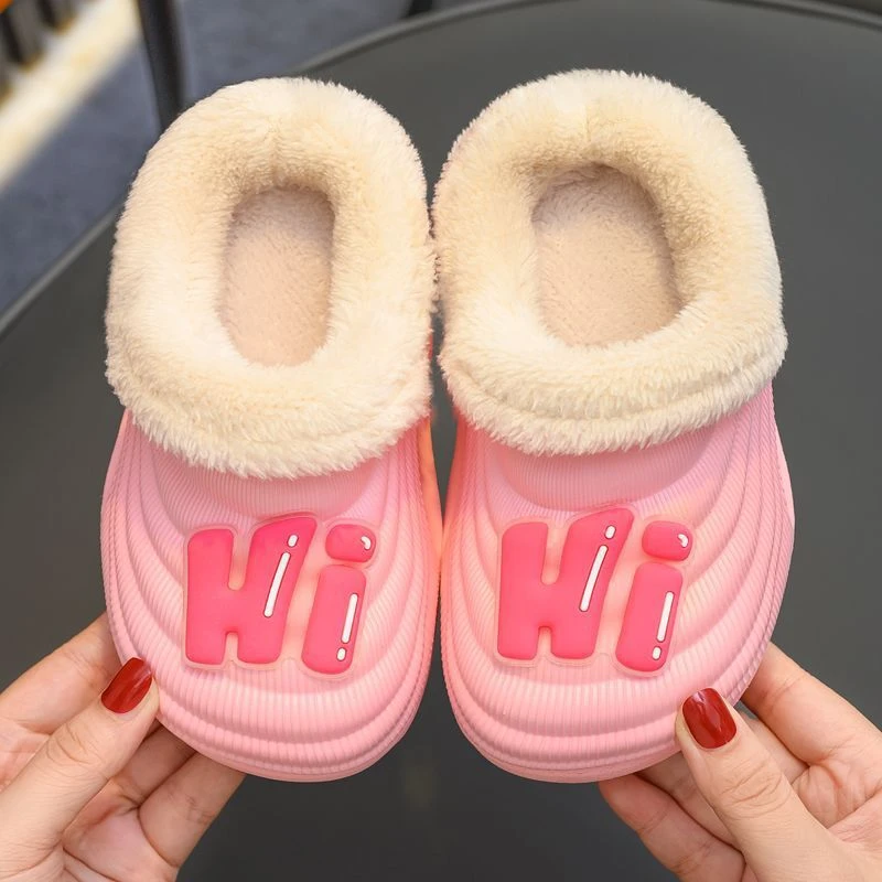 儿童棉拖鞋秋冬季加绒保暖室内宝宝男女童卡通防水防滑小孩可爱