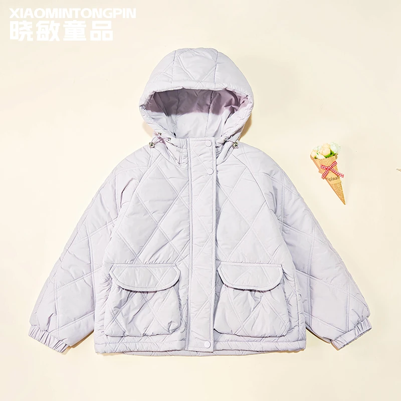 【现货】童装衣服中大童女童外套秋冬款小女孩冬装连帽棉服3C5419