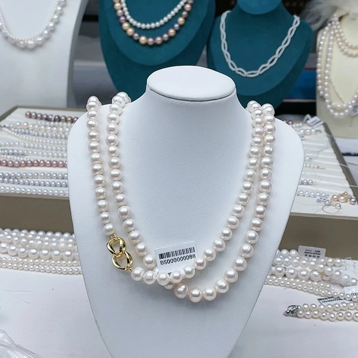 淡水珍珠颈饰未镶嵌卡8➕1.2米极光白透粉毛衣链