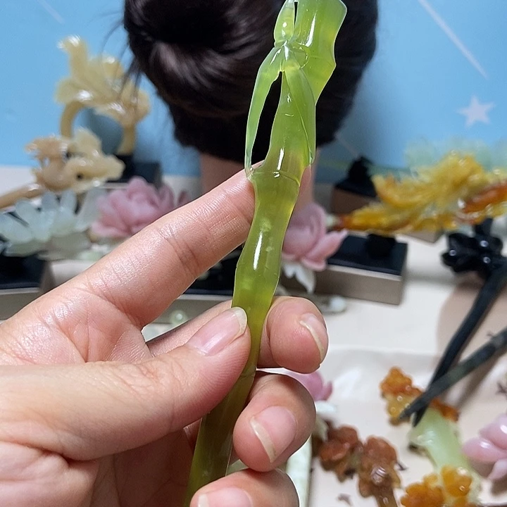 照***人未镶嵌岫玉发簪发簪