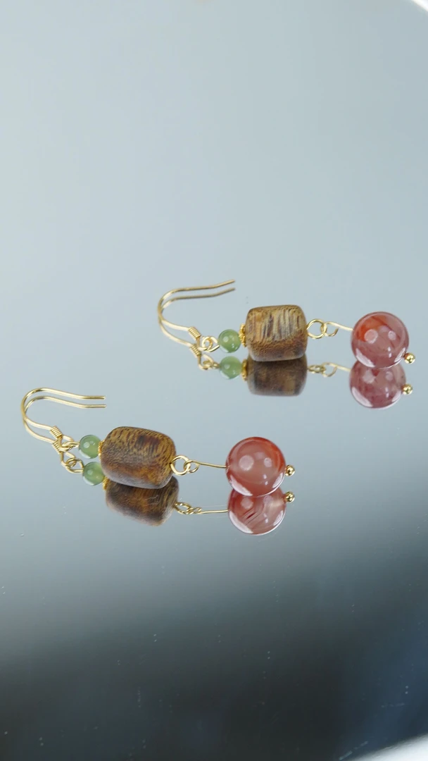 沉香沉香多宝精美耳饰