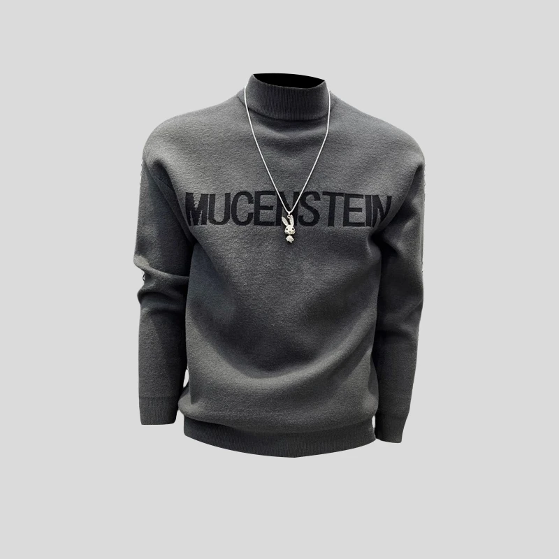 ohmmayby雪尼尔毛衣男保暖秋冬季新款内搭打底衫宽松半高领针织衫