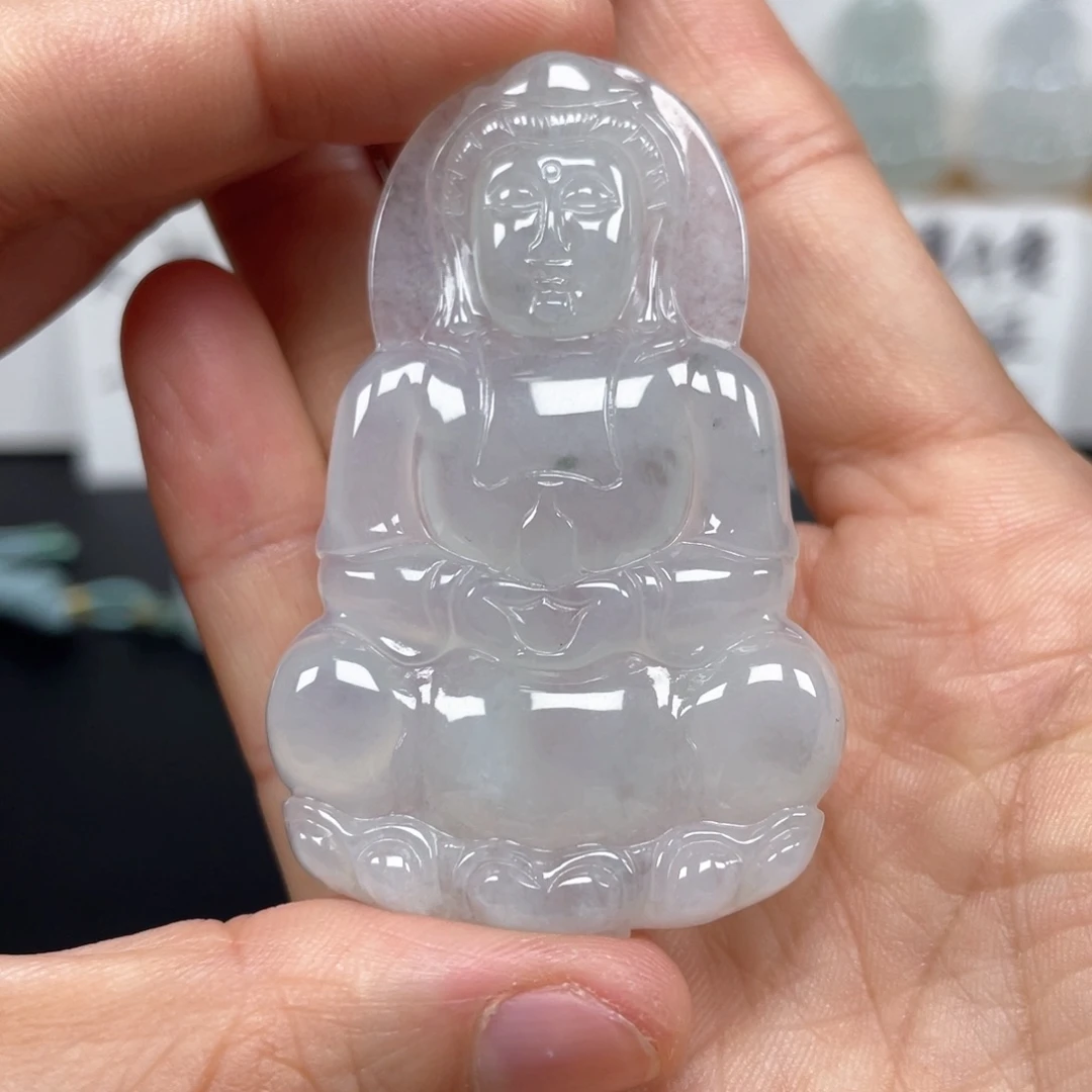 翡翠颈饰未镶嵌天然翡翠A货观音8号