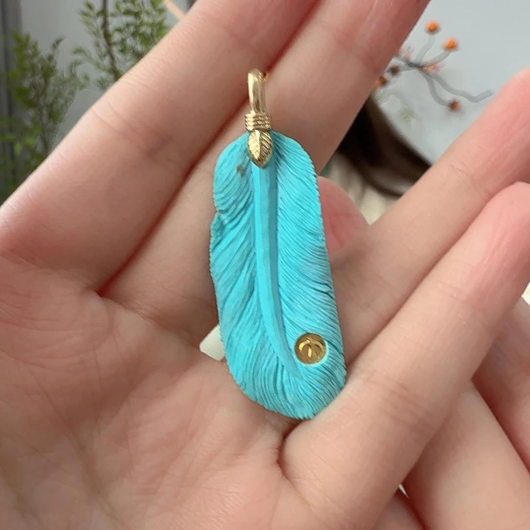 绿松石18K金镶嵌珠宝奇石