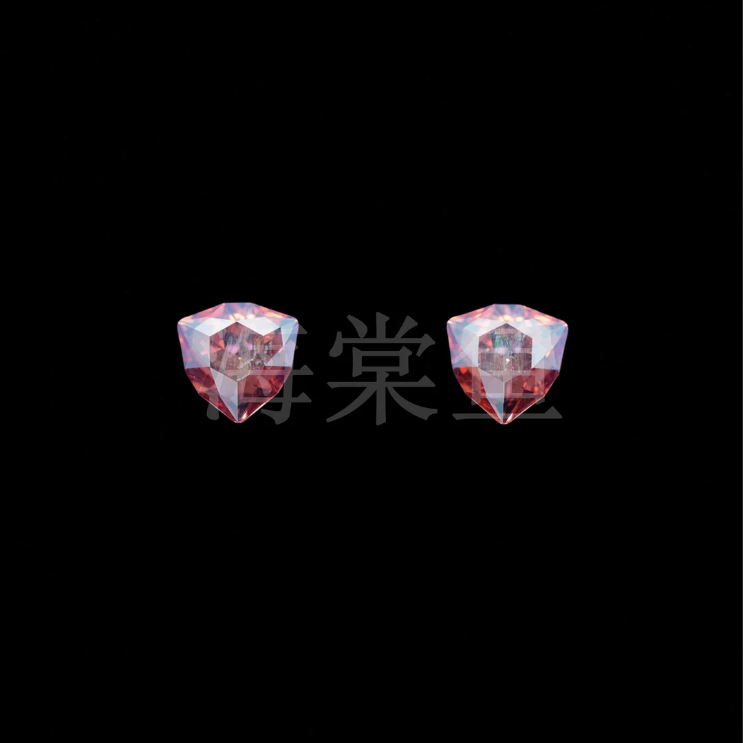 925银仿水晶耳饰 时尚气质百搭【施】炫彩粉守护之盾大耳钉5302