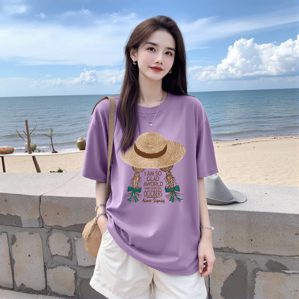 【草帽姑娘】琥珀流光纯棉高品质大版短袖T恤印花宽松休闲时尚纯棉