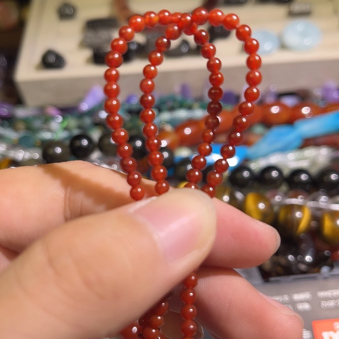 玛瑙/玉髓未镶嵌珠宝半成品红玛瑙卡3mm