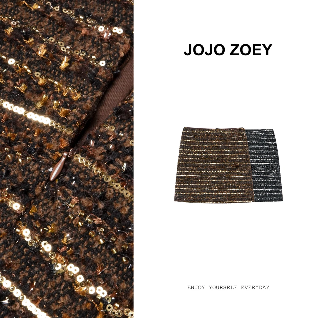 JOJO ZOEY【琥珀流光】~新款名媛风显瘦时尚重工亮片短裙dq-4383
