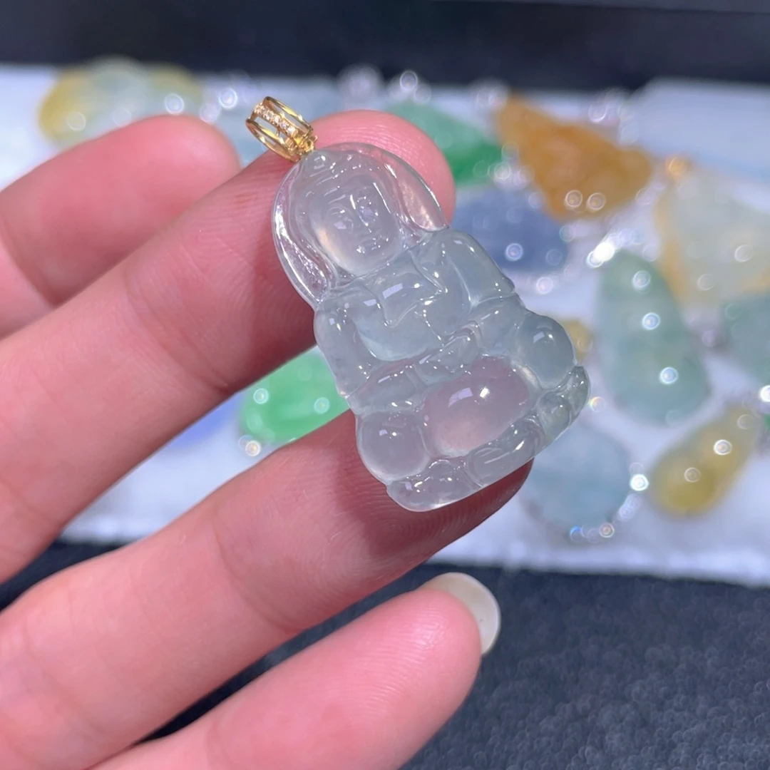 颈饰18K金镶嵌翡翠翡翠