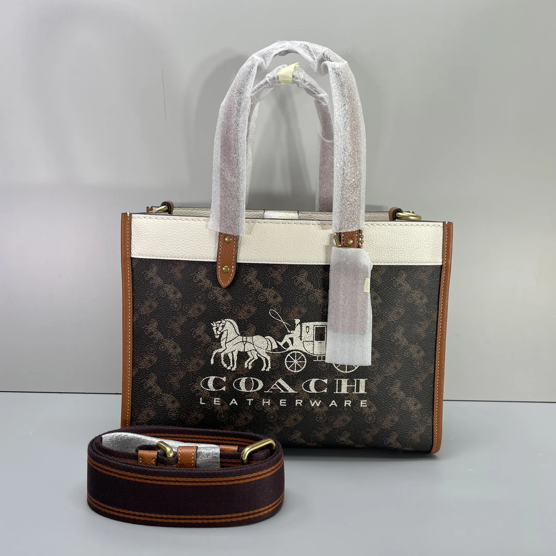 99新 COACH/蔻驰 小林/field30棕马车横版方托30*22*14cmB082706