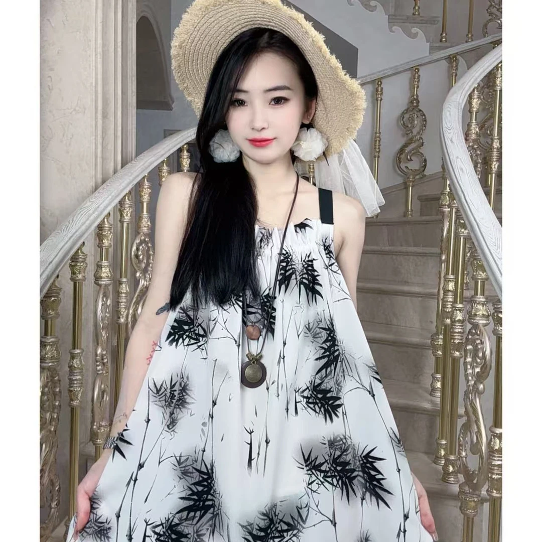 十一专属【水墨淮竹】春夏新款百搭时尚大码连衣裙碎花女装