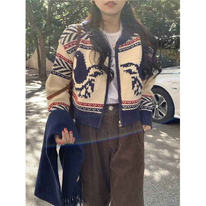 短款毛衣外套女感2025新款春秋小众小个子长袖针织开衫上衣冬