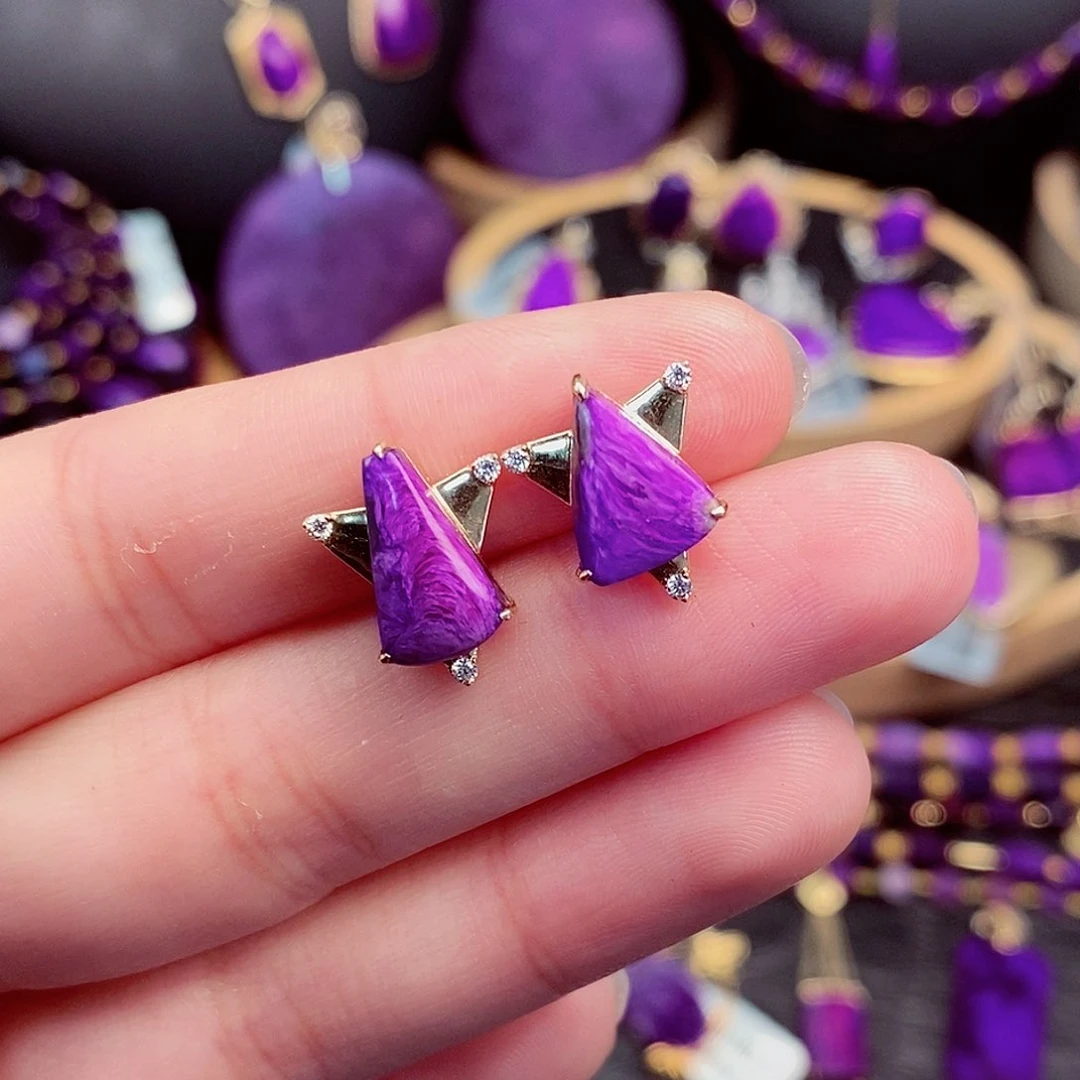 苏纪石（舒俱来）耳饰18K金镶嵌