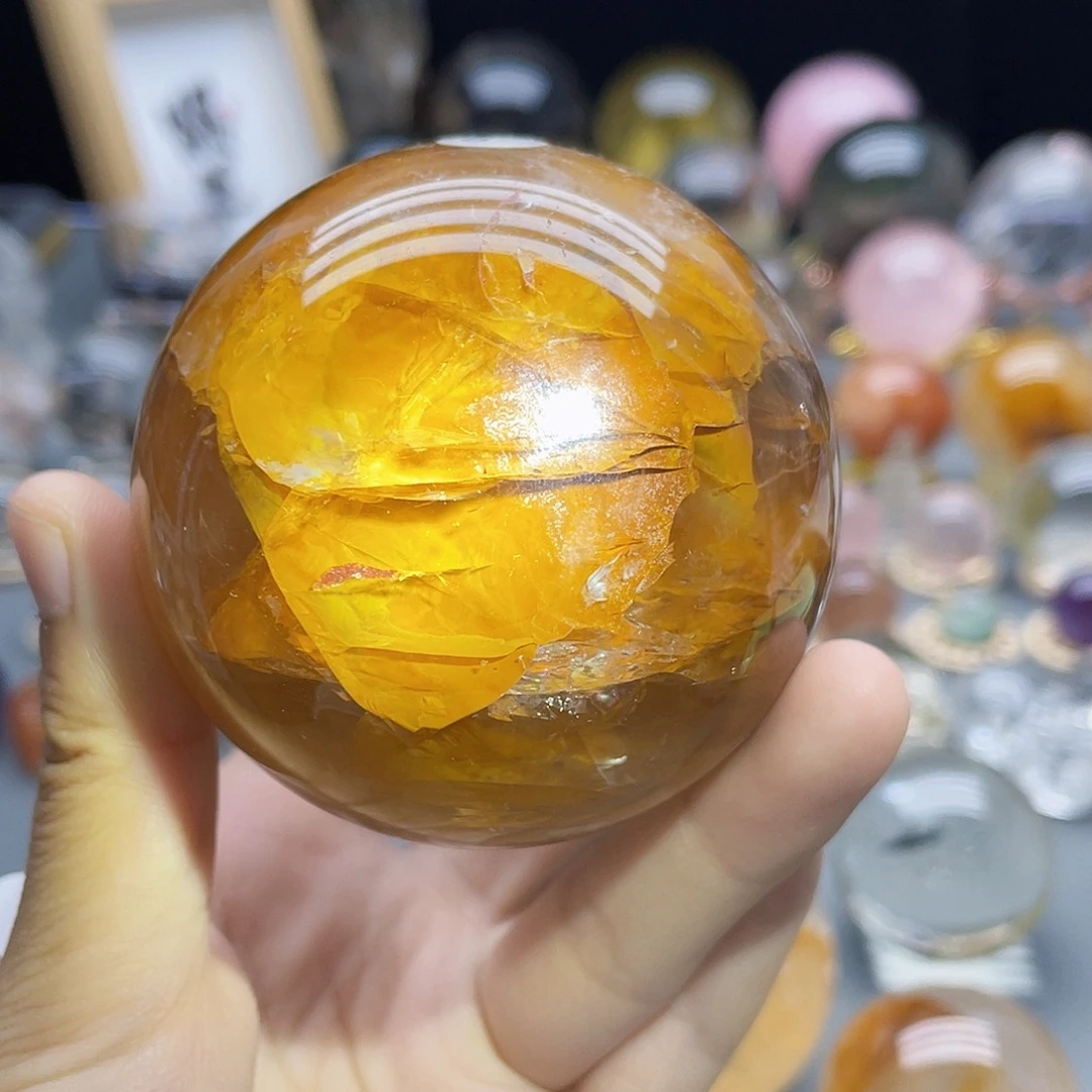 未镶嵌珠宝半成品水晶天然黄浇花69.2mm