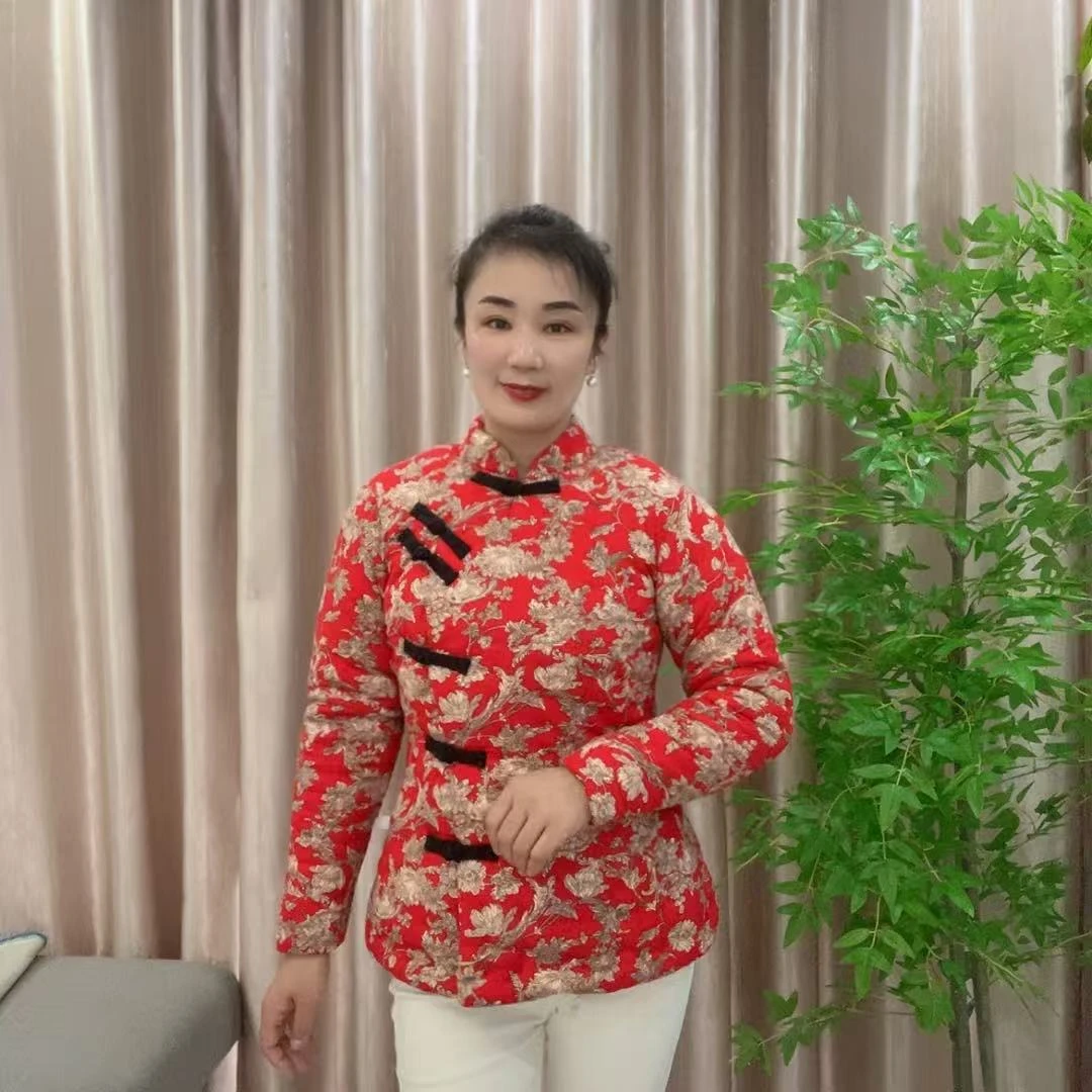 偏襟盘扣手工棉花棉服民族风女士