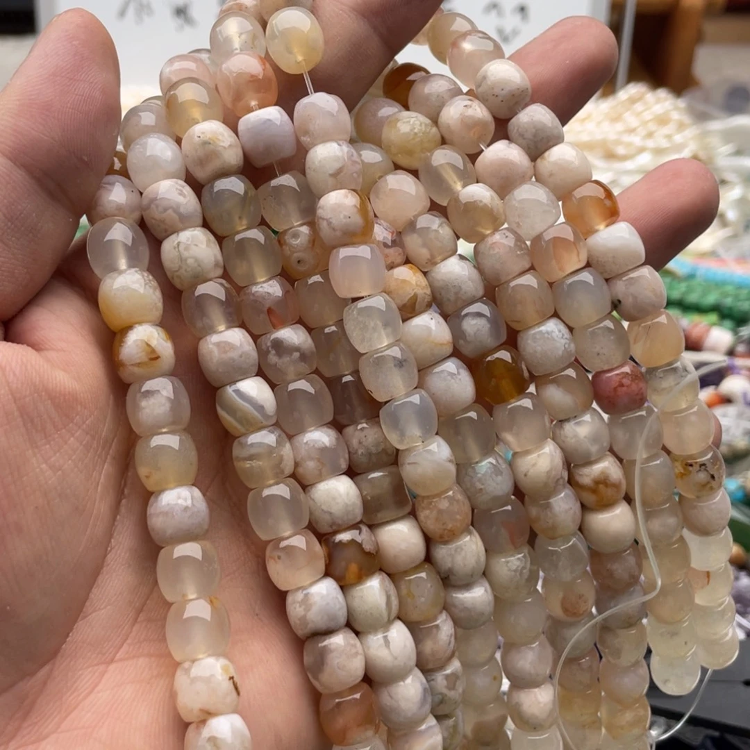玛瑙/玉髓合金珠宝半成品一条装卡9+mm樱花玛瑙老型珠