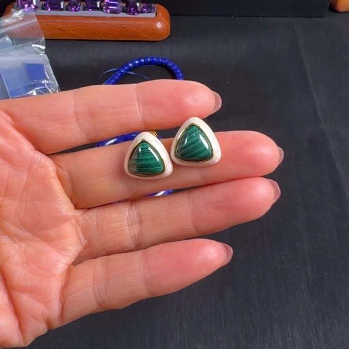 【闪购商品】孔雀石耳饰合金32hhhhhhhhh