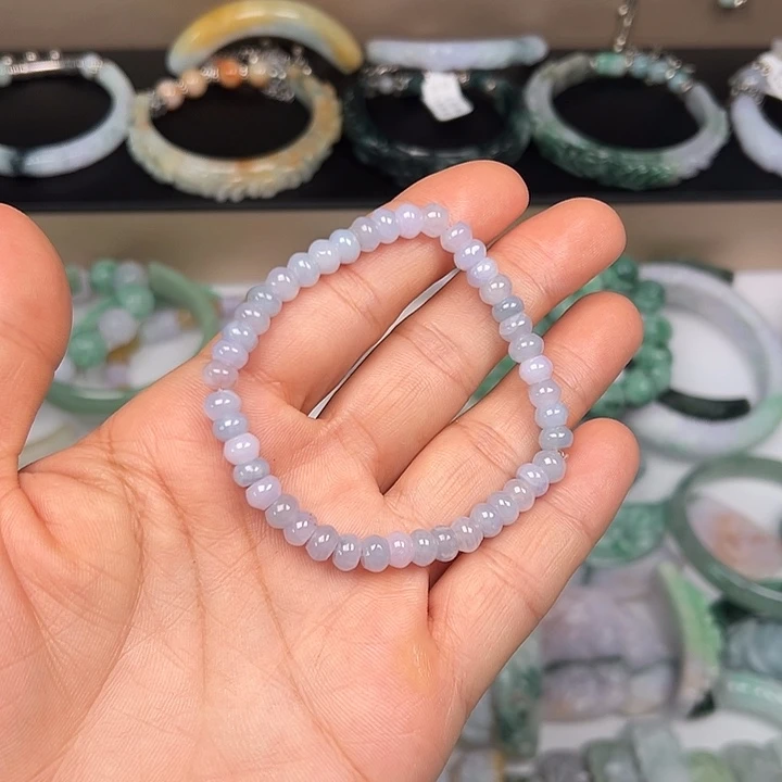翡翠未镶嵌手链冰紫色的卡6算盘珠串