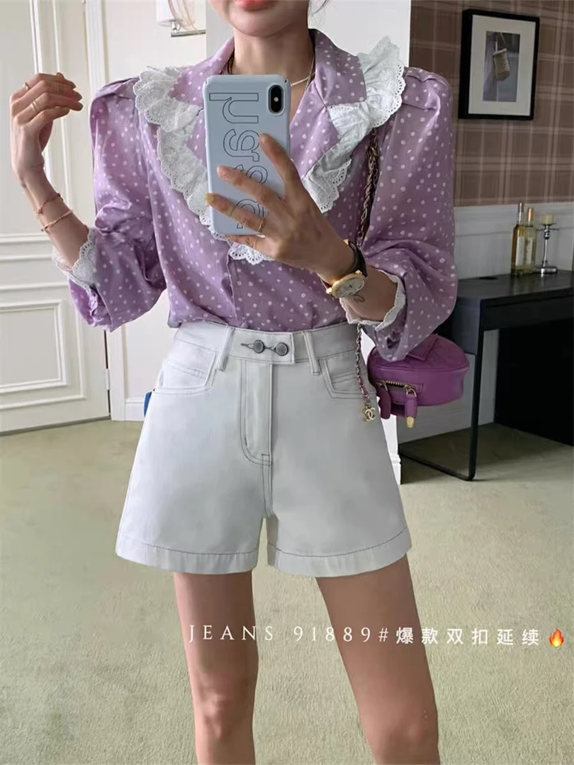 【91889】iez家 夏季四面弹高腰弹牛仔短裤 软糯质感高级