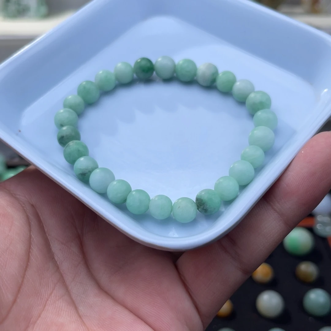 翡翠散珠苹果绿，圆珠。大漏